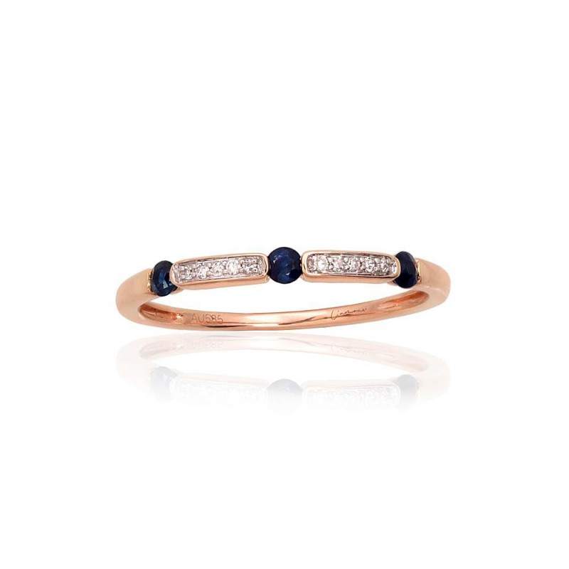 Zelta gredzens 1101060(Au-R+PRh-W)_DI+SA, Sarkanais Zelts	585°, rodijs (pārklājums) , Briljanti , Safīrs 