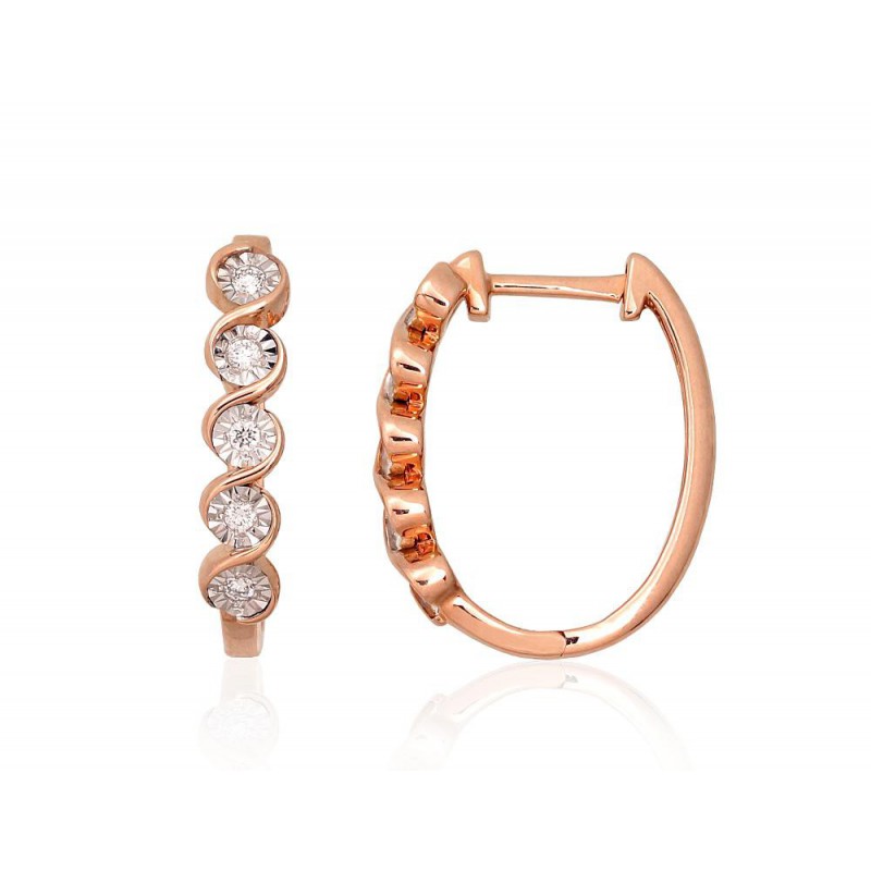 Zelta auskari 1201422(Au-R+PRh-W)_DI, Sarkanais Zelts	585°, rodijs (pārklājums) , Briljanti 