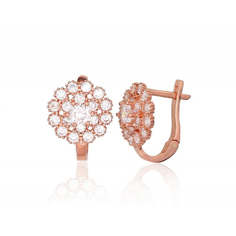 Zelta auskari ar angļu slēdzēju 1201196(Au-R)_CZ, Sarkanais zelts	585°, Cirkoni 