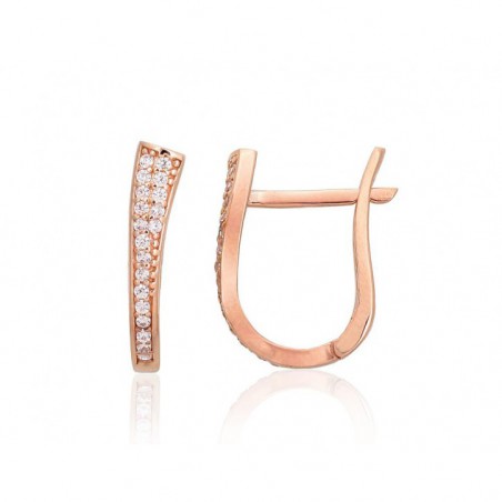 Zelta auskari ar  angļu  slēdzēju 1201442(Au-R)_CZ, Sarkanais Zelts	585°, Cirkoni 