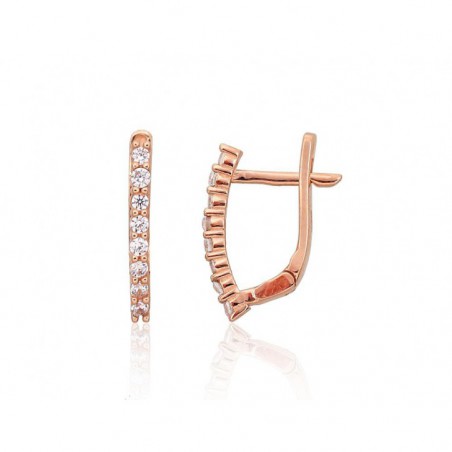 Zelta auskari ar  angļu  slēdzēju 1201443(Au-R)_CZ, Sarkanais Zelts	585°, Cirkoni 