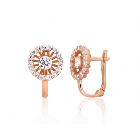 Zelta auskari ar  angļu  slēdzēju 1201444(Au-R)_CZ, Sarkanais Zelts	585°, Cirkoni 