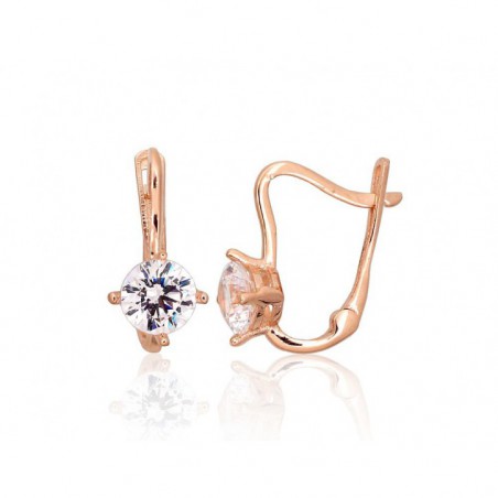 Zelta auskari ar  angļu  slēdzēju 1201445(Au-R)_CZ, Sarkanais Zelts	585°, Cirkoni 