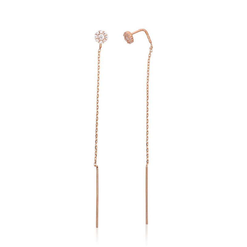 Zelta auskari 1201429(Au-R)_CZ, Sarkanais Zelts	585°, Cirkoni 