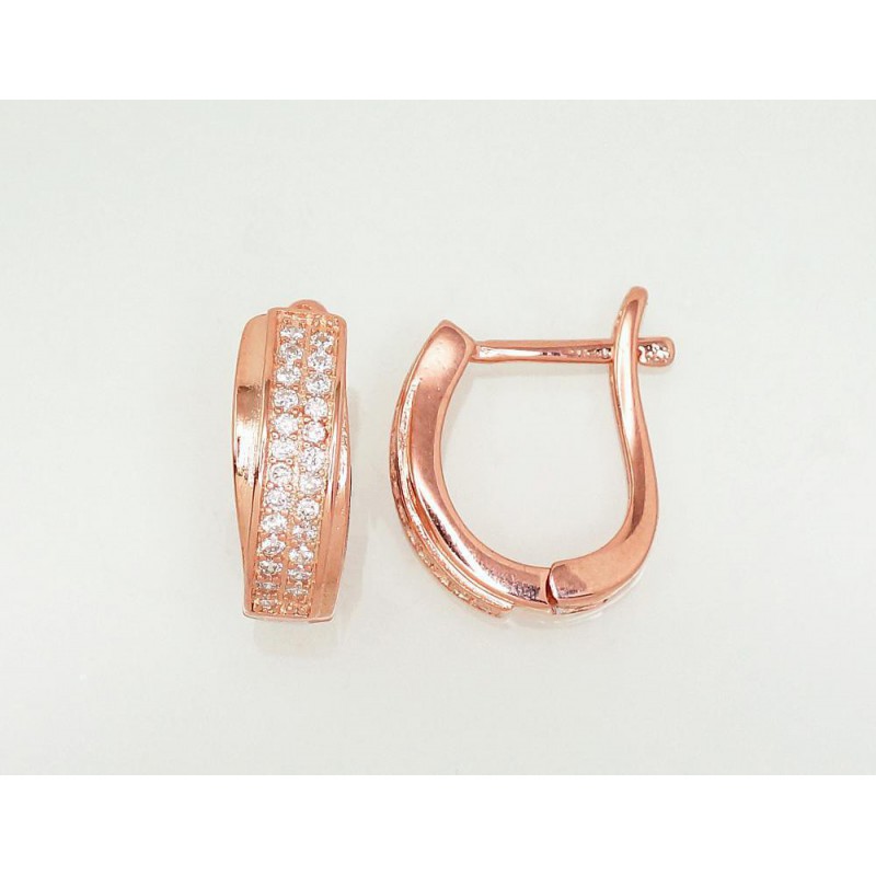 Sudraba auskari  2203107(PAu-R)_CZ, Sudrabs	925°, sarkanais zelts (pārklājums), Cirkoni 