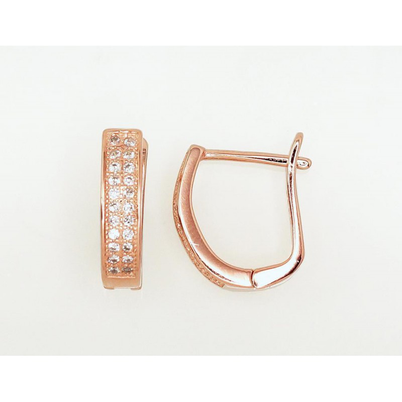 Sudraba auskari ar  angļu  slēdzēju 2203109(PAu-R)_CZ, Sudrabs	925°, sarkanais zelts (pārklājums), Cirkoni 