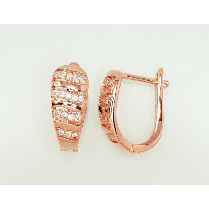 Sudraba auskari 2203111(PAu-R)_CZ, Sudrabs	925°, sarkanais zelts (pārklājums), Cirkoni 