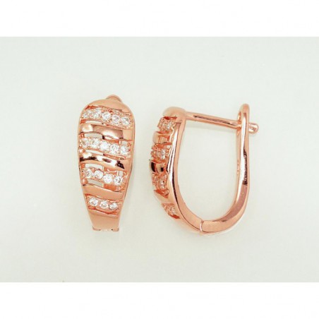 Sudraba auskari 2203111(PAu-R)_CZ, Sudrabs	925°, sarkanais zelts (pārklājums), Cirkoni 