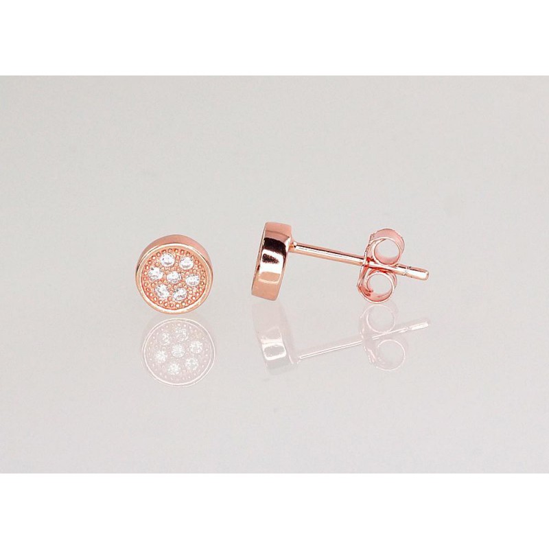 Sudraba auskari  2202966(PAu-R)_CZ, Sudrabs	925°, sarkanais zelts (pārklājums), Cirkoni 