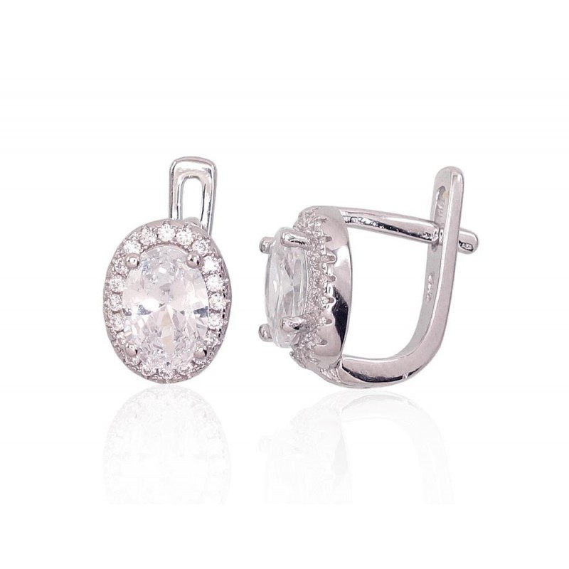Sudraba auskari ar  angļu  slēdzēju 2202954(PRh-Gr)_CZ, Sudrabs	925°, rodijs (pārklājums), Cirkoni 