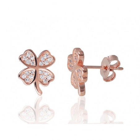 Sudraba auskari-puseti 2203675(PAu-R)_CZ, Sudrabs	925°, sarkanais zelts (pārklājums), Cirkoni 