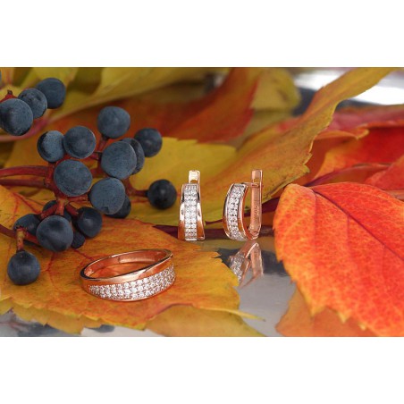 Zelta auskari ar angļu slēdzēju 1201095(Au-R+PRh-W)_CZ, Sarkanais zelts	585°, rodijs (pārklājums) , Cirkoni 