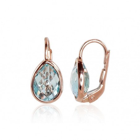 Zelta auskari ar  angļu  slēdzēju 1200860(Au-R)_TZLB, Sarkanais Zelts	585°, Debess zils topāzs 