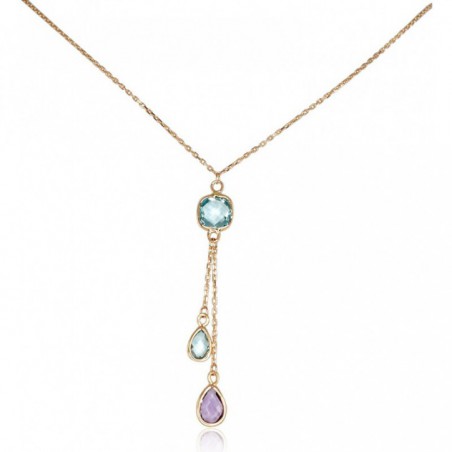 Zelta kaklarota 1500007(Au-R)_TZLB+AM, Sarkanais Zelts	585°, Debess zils topāzs , Ametists 