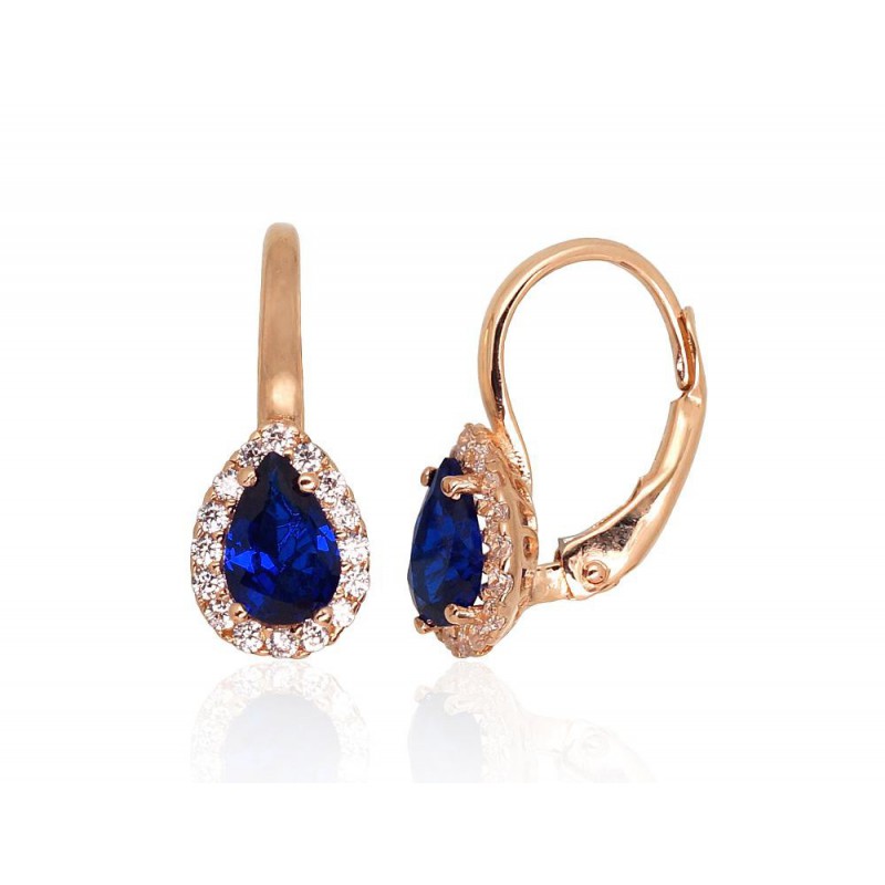 Zelta auskari ar  angļu  slēdzēju 1201303(Au-R)_CZ+CZ-B, Sarkanais Zelts	585°, Cirkoni 