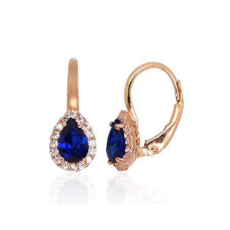 Zelta auskari ar  angļu  slēdzēju 1201303(Au-R)_CZ+CZ-B, Sarkanais Zelts	585°, Cirkoni 