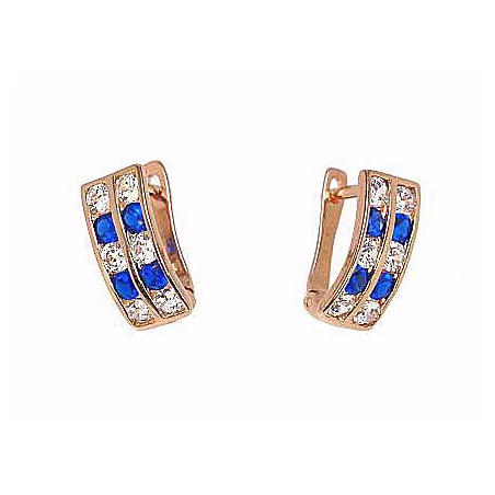 Zelta auskari ar angļu slēdzēju 1200002(Au-R)_CZ+CZ-B, Sarkanais zelts	585°, Cirkoni 