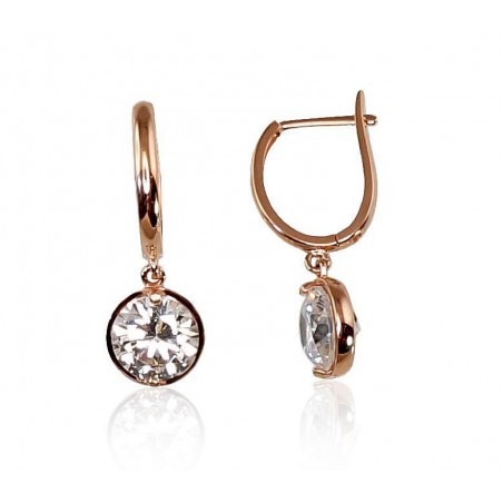 Zelta auskari ar angļu slēdzēju 1200432(Au-R)_CZ, Sarkanais zelts	585°, Cirkoni 