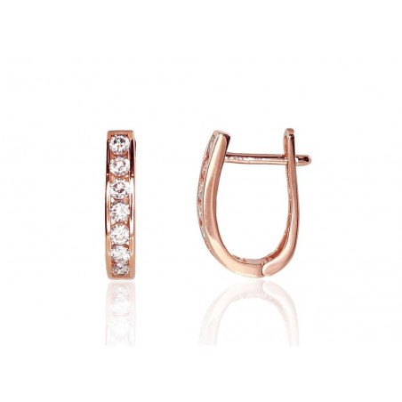 Zelta auskari ar  angļu  slēdzēju 1200816(Au-R)_CZ, Sarkanais Zelts	585°, Cirkoni 