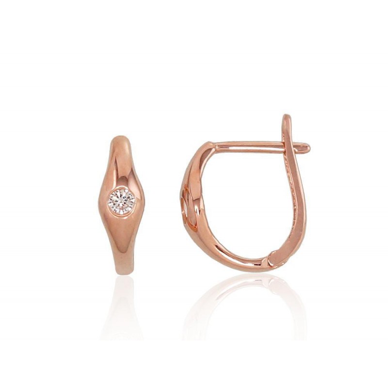 Zelta auskari ar  angļu  slēdzēju 1200937(Au-R)_CZ, Sarkanais Zelts	585°, Cirkoni 