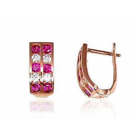 Zelta auskari ar angļu slēdzēju 1200002(Au-R)_CZ+CZ-RO, Sarkanais zelts	585°, Cirkoni 