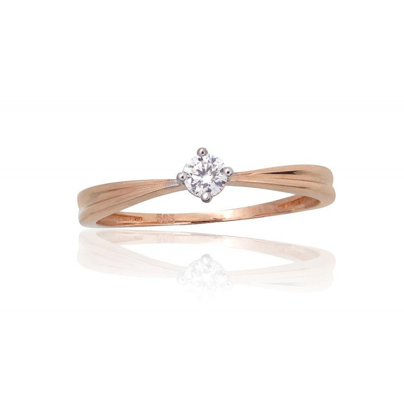 Zelta gredzens 1101092(Au-R+PRh-W)_CZ, Sarkanais Zelts	585°, rodijs (pārklājums) , Cirkoni 