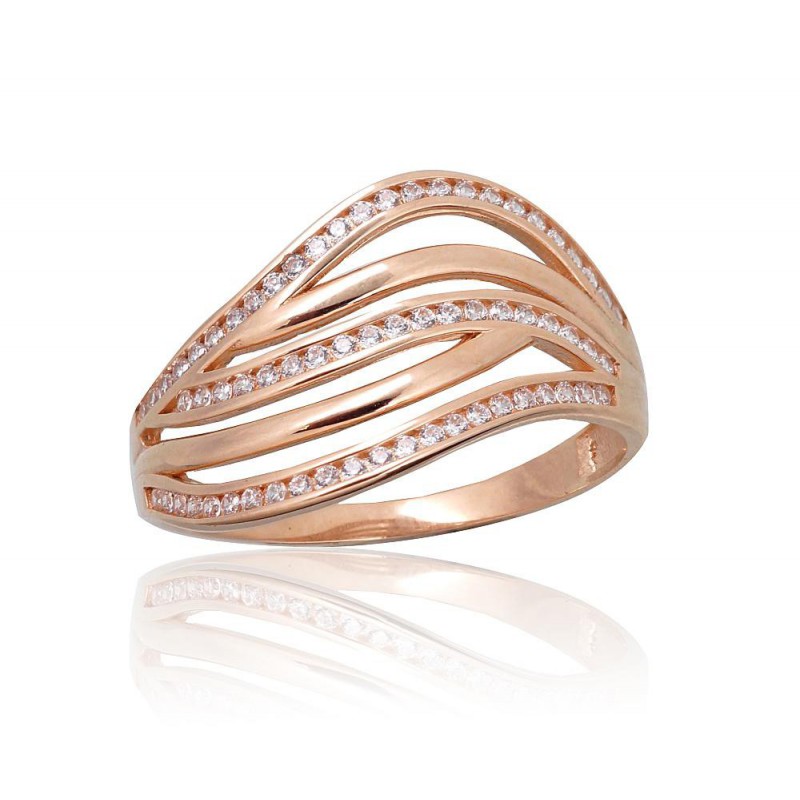 Zelta gredzens 1101098(Au-R)_CZ, Sarkanais Zelts	585°, Cirkoni 