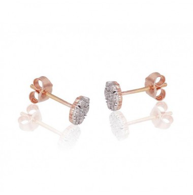 Zelta auskari 1201464(Au-R+Au-W)_DI, Sarkanais/Baltais Zelts	585°, Briljanti 