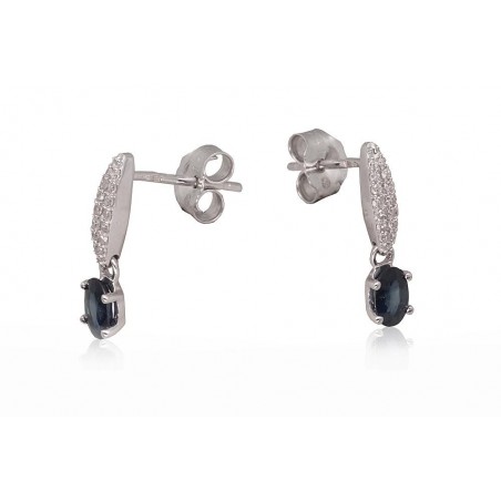 Zelta auskari 1201469(Au-W)_DI+SA, Baltais Zelts	585°, Briljanti , Safīrs 