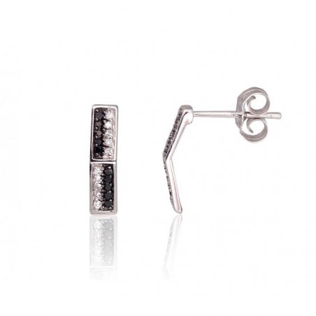 Zelta auskari 1201471(Au-W)_DI+DIBk, Baltais Zelts	585°, Briljanti , Briljanti (melnie) 