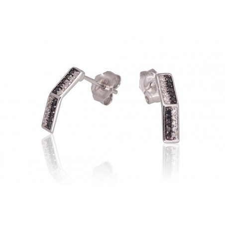 Zelta auskari 1201471(Au-W)_DI+DIBk, Baltais Zelts	585°, Briljanti , Briljanti (melnie) 