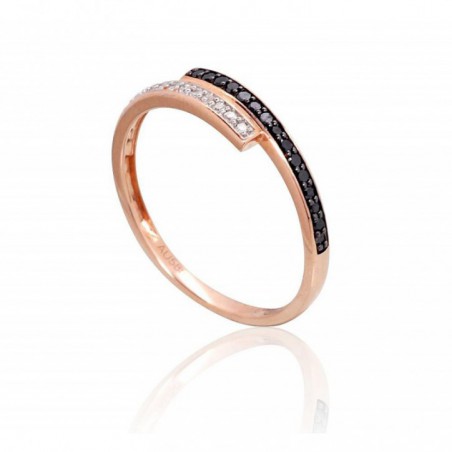 Zelta gredzens 1101102(Au-R+PRh-W+PRh-Bk)_DI+DIBk, Sarkanais Zelts	585°, rodijs (pārklājums) , Briljanti , Briljanti (melnie) 