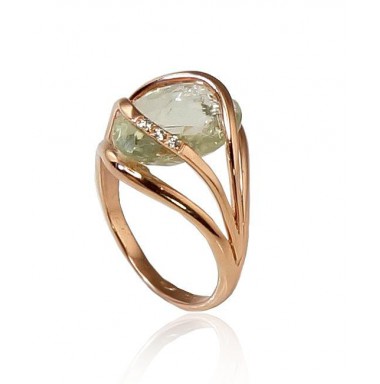 Zelta gredzens 1100254(Au-R)_CZ+AMG, Sarkanais Zelts	585°, Cirkoni , Zaļais ametists 