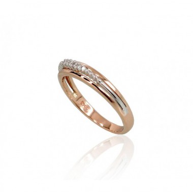 Zelta gredzens 1100695(Au-R+Au-W)_DI, Sarkanais/Baltais Zelts	585°, Briljanti 