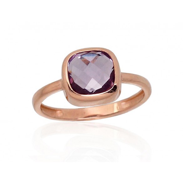 Zelta gredzens 1100913(Au-R)_AM, Sarkanais Zelts	585°, Ametists 