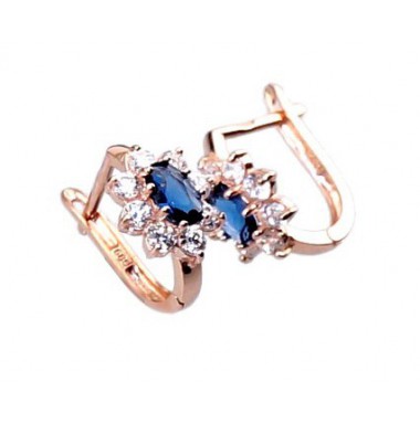 Zelta auskari ar angļu slēdzēju 1200318(Au-R)_CZ+CZ-B, Sarkanais zelts	585°, Cirkoni 