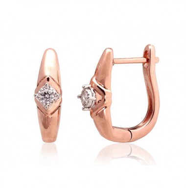 Zelta auskari 1201411(Au-R+Au-W)_DI, Sarkanais/Baltais Zelts	585°, Briljanti 