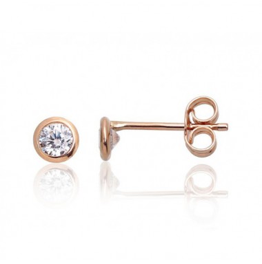 Zelta auskari-puseti 1201331(Au-R)_CZ, Sarkanais Zelts	585°, Cirkoni 