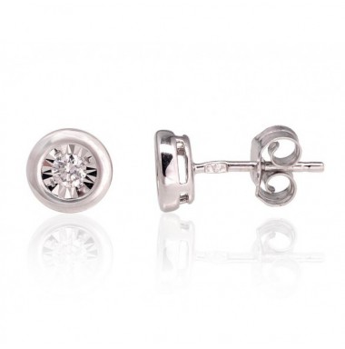 Zelta auskari 1201404(Au-W)_DI, Baltais Zelts	585°, Briljanti 