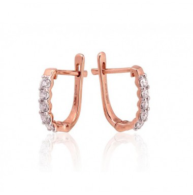 Zelta auskari 1201409(Au-R+PRh-W)_DI, Sarkanais Zelts	585°, rodijs (pārklājums) , Briljanti 