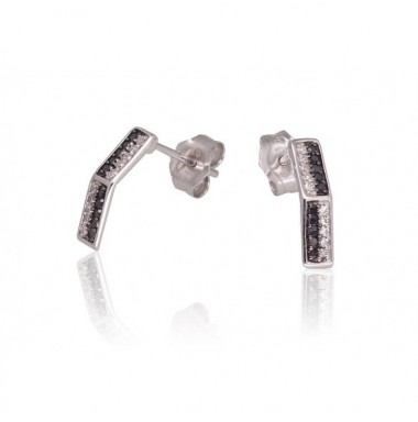 Zelta auskari 1201471(Au-W)_DI+DIBk, Baltais Zelts	585°, Briljanti , Briljanti (melnie) 