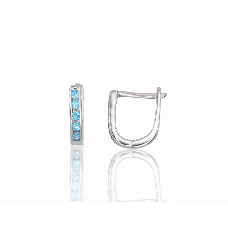 Sudraba auskari ar  angļu  slēdzēju 2202950(PRh-Gr)_CZ-AQ, Sudrabs	925°, rodijs (pārklājums), Cirkoni