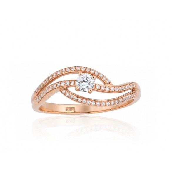 Zelta gredzens 1100206(Au-R)_DI, Sarkanais Zelts	585°, Briljanti 