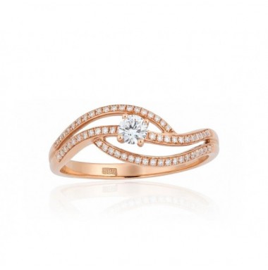 Zelta gredzens 1100206(Au-R)_DI, Sarkanais Zelts	585°, Briljanti 