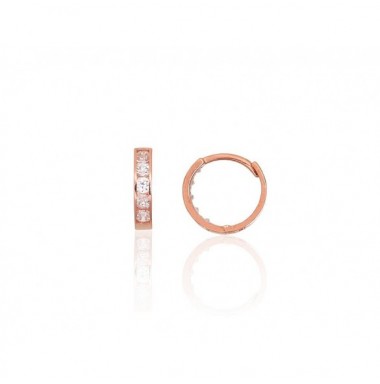 Zelta auskari ar apaļu aizdāri 1200183(Au-R)_CZ, Sarkanais Zelts	585°, Cirkoni 