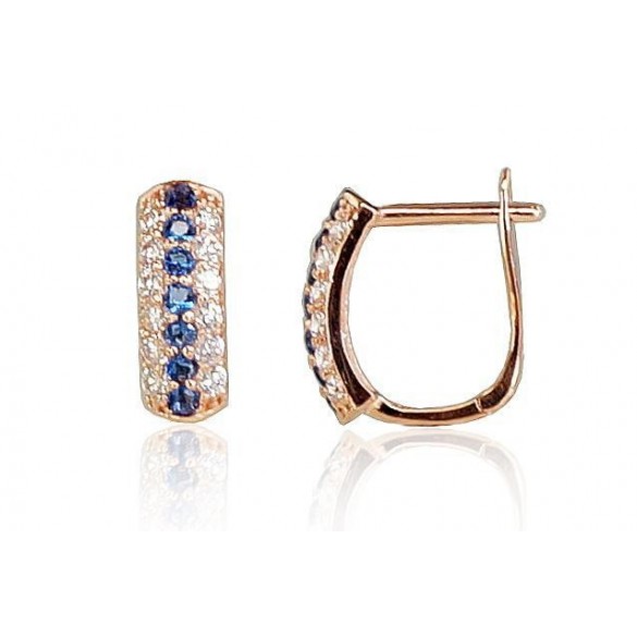 Zelta auskari ar angļu slēdzēju 1200641(Au-R)_CZ+CZ-B, Sarkanais zelts	585°, Cirkoni 