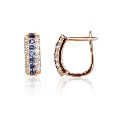 Zelta auskari ar angļu slēdzēju 1200641(Au-R)_CZ+CZ-B, Sarkanais zelts	585°, Cirkoni 