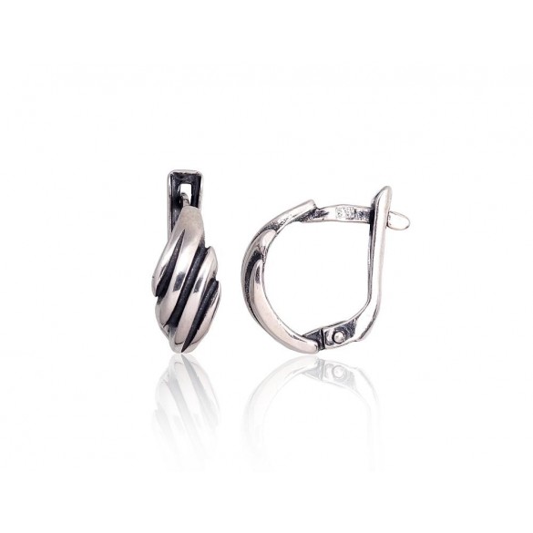 Sudraba auskari ar  angļu  slēdzēju 2201082(POx-Bk), Sudrabs	925°, oksids (pārklājums)