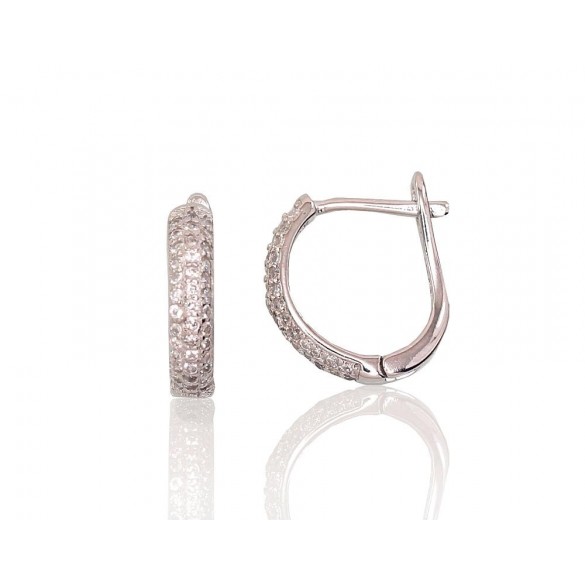 Sudraba auskari ar  angļu  slēdzēju 2202952(PRh-Gr)_CZ, Sudrabs	925°, rodijs (pārklājums), Cirkoni 