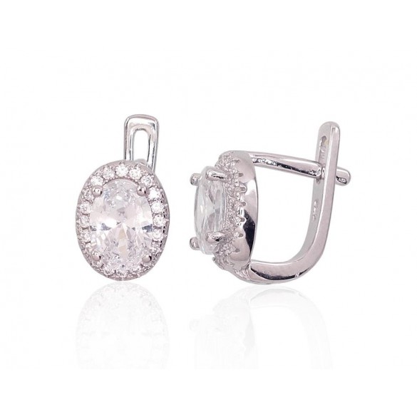 Sudraba auskari ar  angļu  slēdzēju 2202954(PRh-Gr)_CZ, Sudrabs	925°, rodijs (pārklājums), Cirkoni 